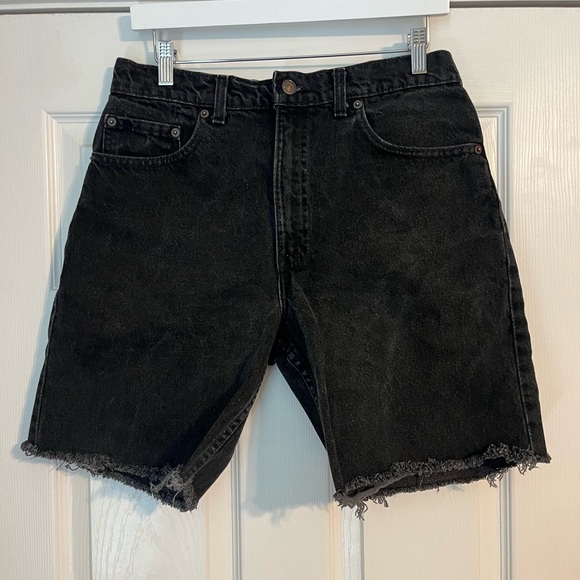 Levi's Pants - Vintage Levi’s 550 Cutoff Shorts Long Length High Waist Distressed Faded Black